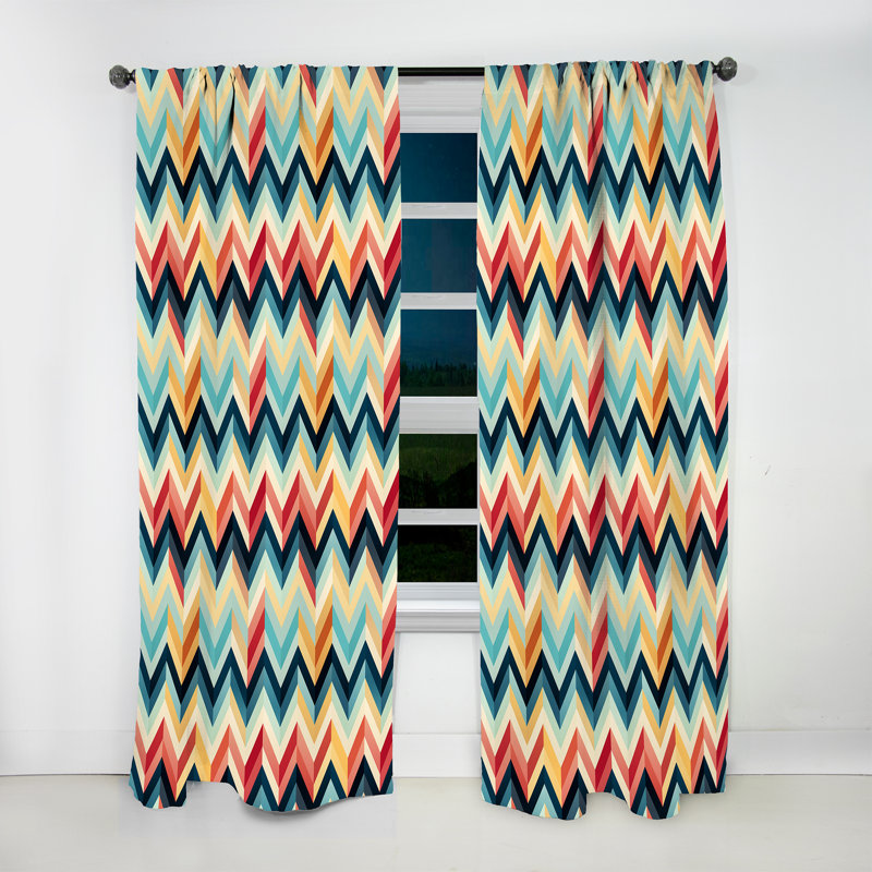 Tribal Fusion Chevron Motif III - Rideau à chevrons - Rideau à chevrons obscurcissant - 1 panneaux, L 52 po x L 63 po