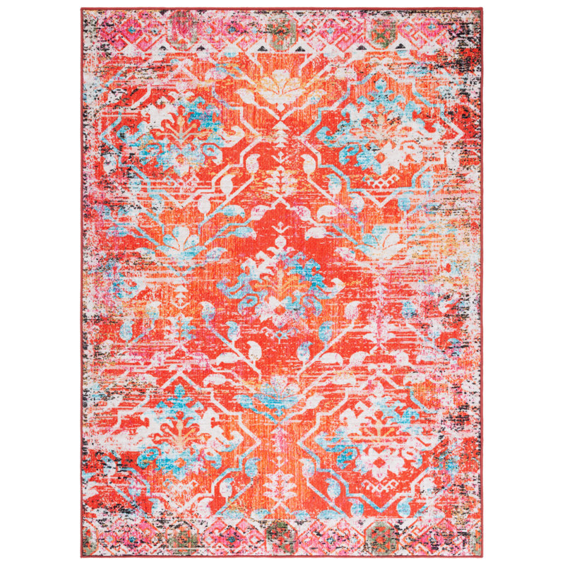 Gurfaan Riviera Performance Machine Washable Floral Rug, Rectangle 9' x 12'