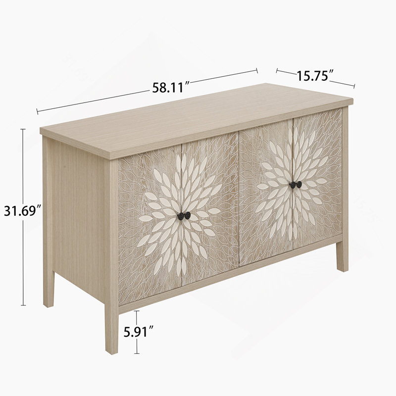 Sideboard Buffet Cabinet, Storage Cabinet with Storage,Modern Storage Cabinet with 4 Doors & Adjustable Shelves for Living
Room, Dining Room, Kitchen and Entryway