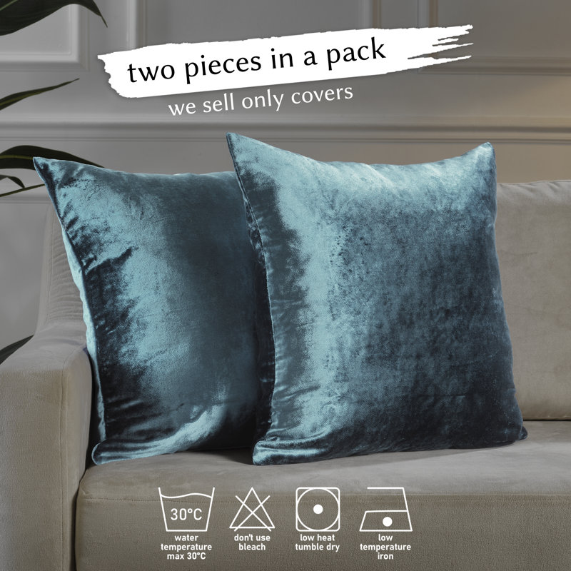 Shiny Velvet Pillow Cover, H 12 po x l 12 po, Carrée, Air-Force
