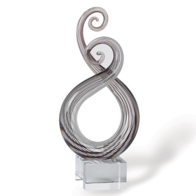 Sculpture de table abstraite moderne en verre de Murano transparent 11 po Hatherop