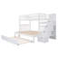Lit superposé simple au-dessus d'un lit double avec escalier de rangement et lit gigogne-1799649739