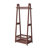 Solid Wood Garment Rack with Lockable Casters and Storage Basket - Walnut Finish
