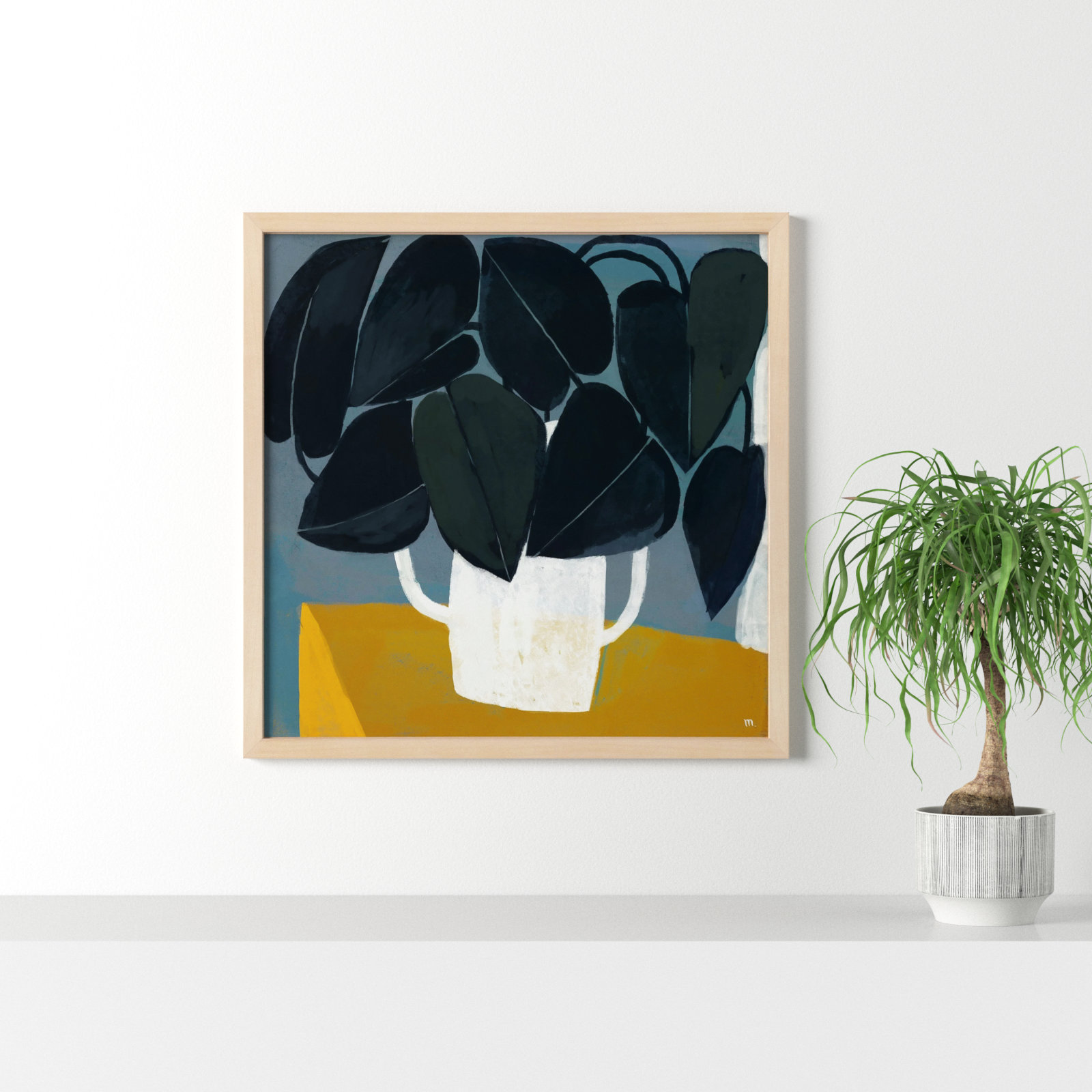 Plant "Summer Interior 1" Painting, Brown, 36" H x 36" W x 1.25" D