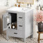 Meuble-lavabo moderne de 24 pouces avec lavabo en céramique, porte à fermeture douce, tablette de porte à double couche et 3 tiroirs