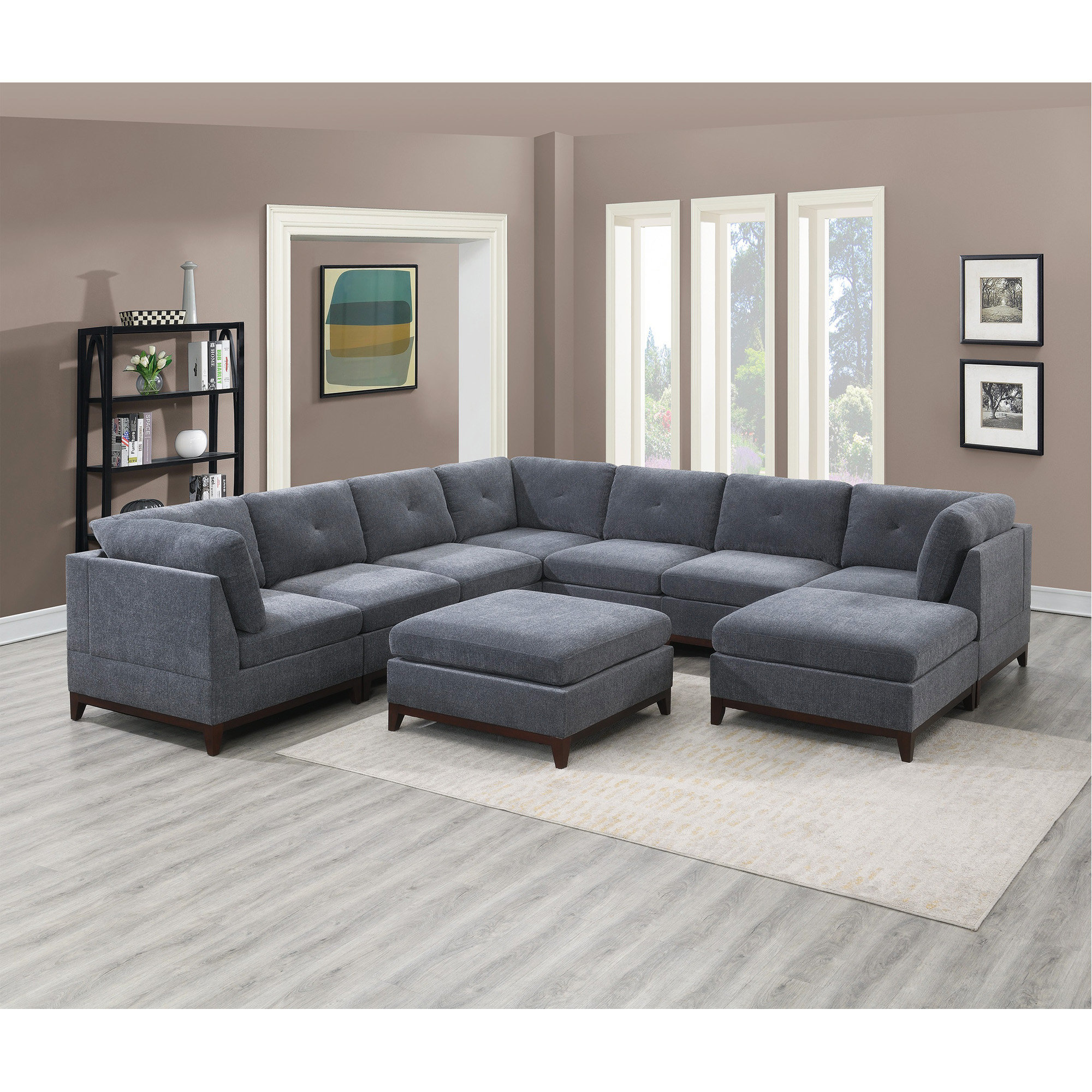 Red Barrel Studio® Chenille Fabric Modular Sectional 9Pc Set Living ...