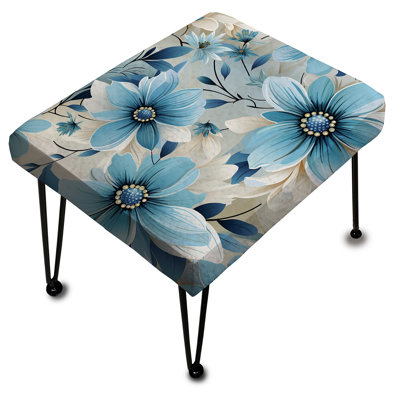 Blue Coastal Harmony - Motif floral - Repose-pieds rectangulaire floral