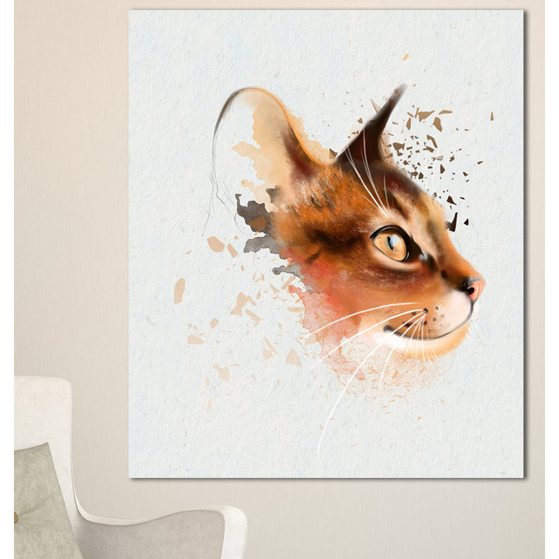 « jolie brown chat aquarelle », reproduction d’art sur toile tendue, H 40 po x l 30 po x P 1 po