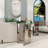 Clear Tempered Glass End Table Set Couch Side Table With Mirrored Silver Base Set Of 4