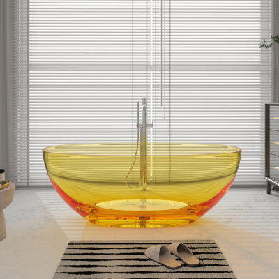 61'' x 29'' Freestanding Soaking Solid Surface Bathtub