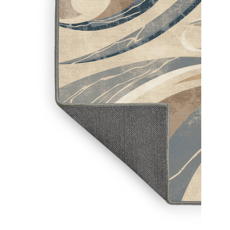 Soft Plush Beecher Venice Canals Coastal Arc Area Rug in Gray – Gray Binding, 2x5