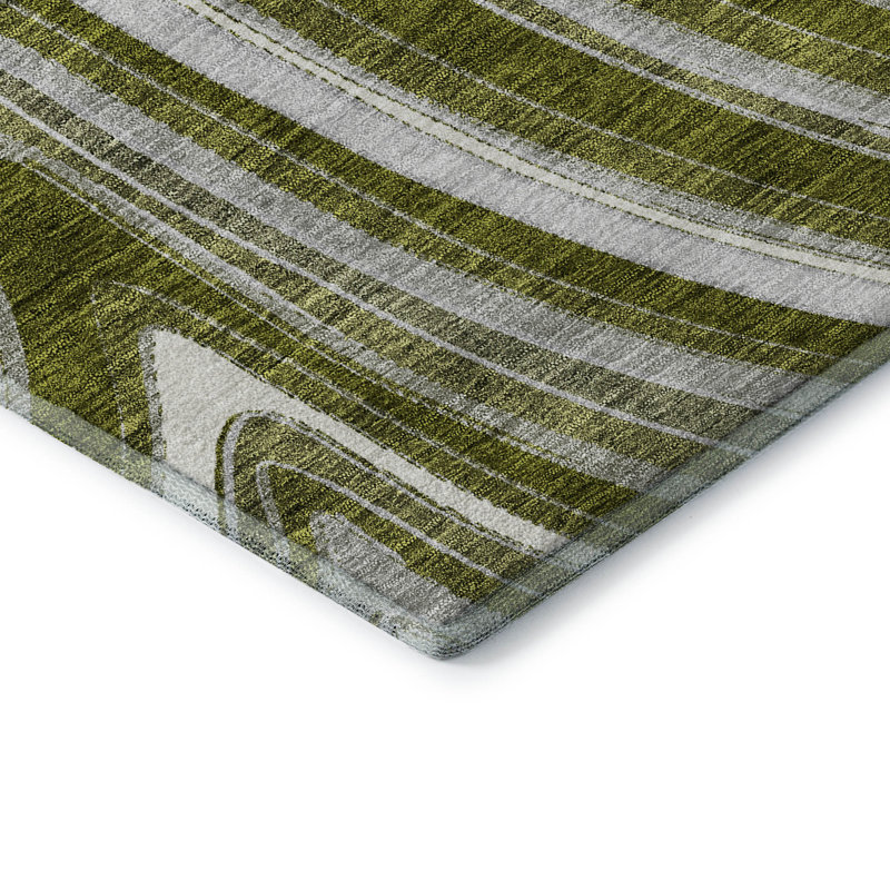Premium Machine Washable Prisco Olive Rug, Rectangle 9' x 12'