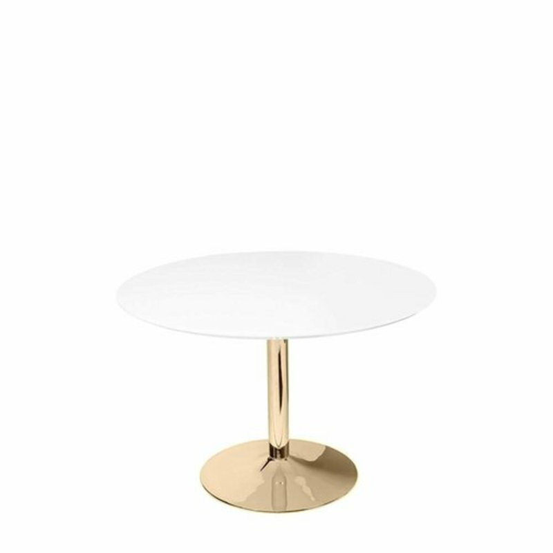 Round Metal Base Dining Table, Gold