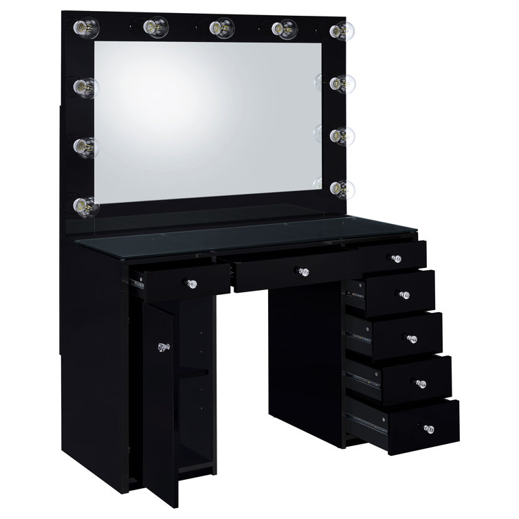 Amargosa 7-Drawer Makeup Vanity Table with LED Hollywood Mirror Lighting