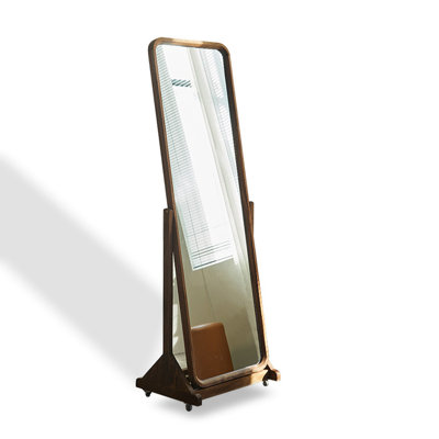 Retro Black Walnut Solid Wood Movable Adjustable Full-Length Mirror