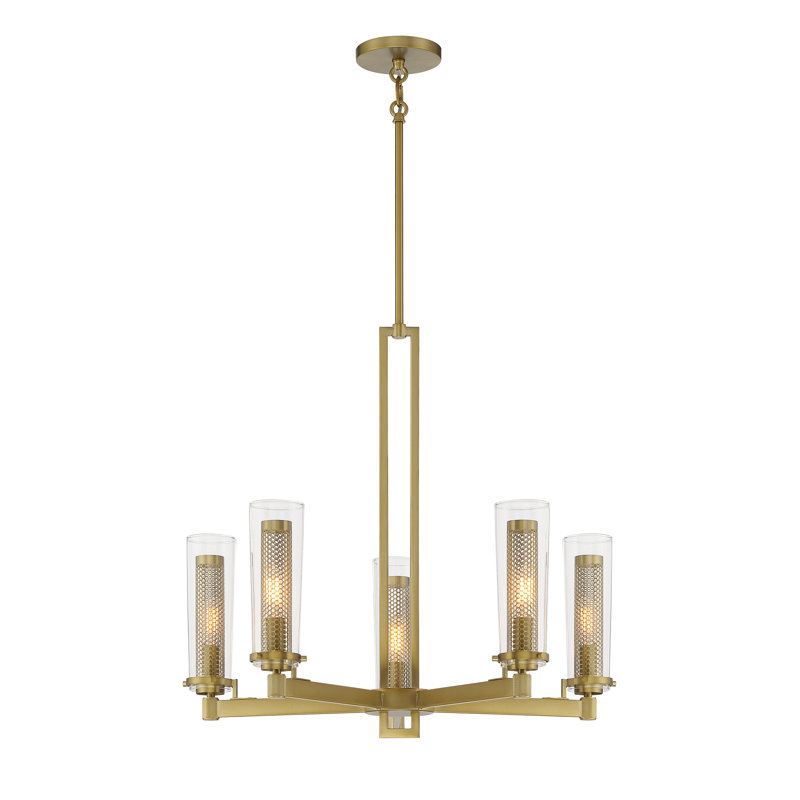 Everly Quinn Ozmo Soft Brass With Clear Chandelier