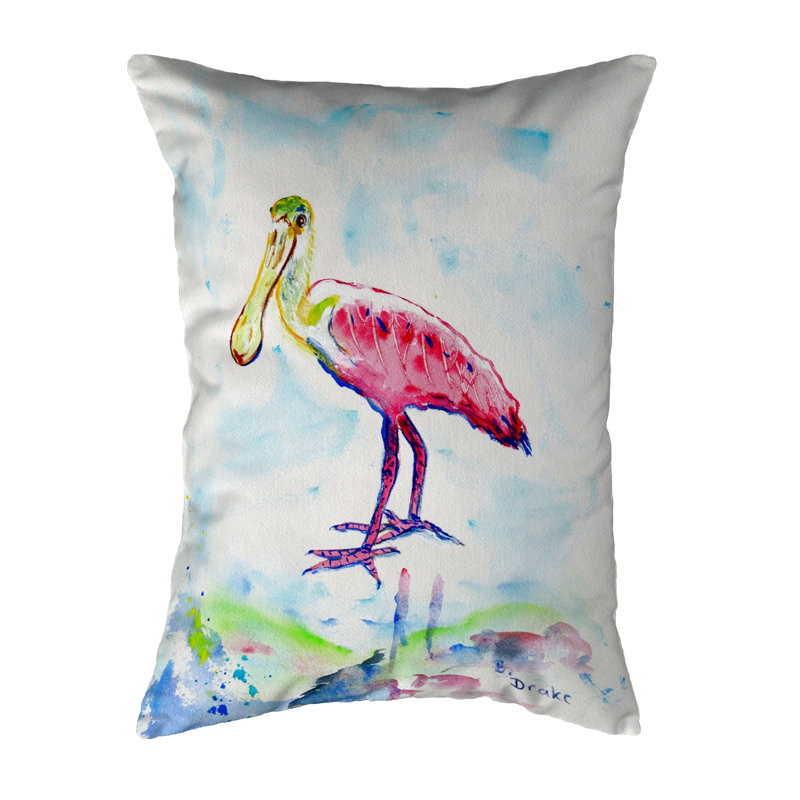 Spoonbill Outdoor Reversible Throw Pillow