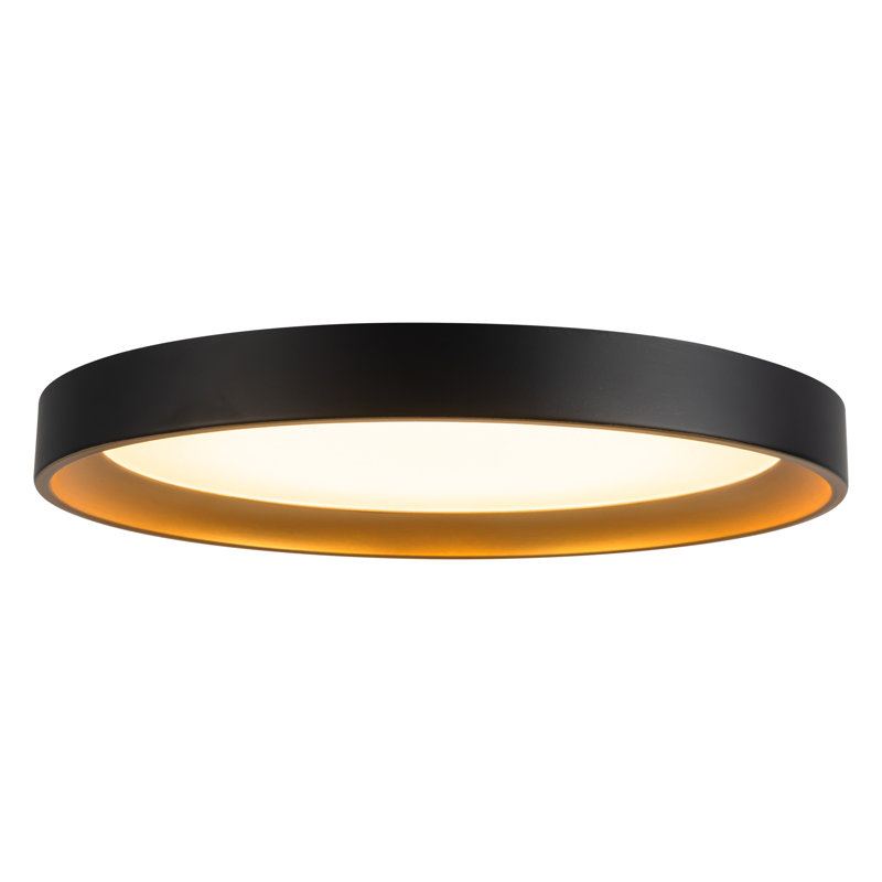 Nix 12-in Black dimmable LED Flush Mount, Matte Black/Gold