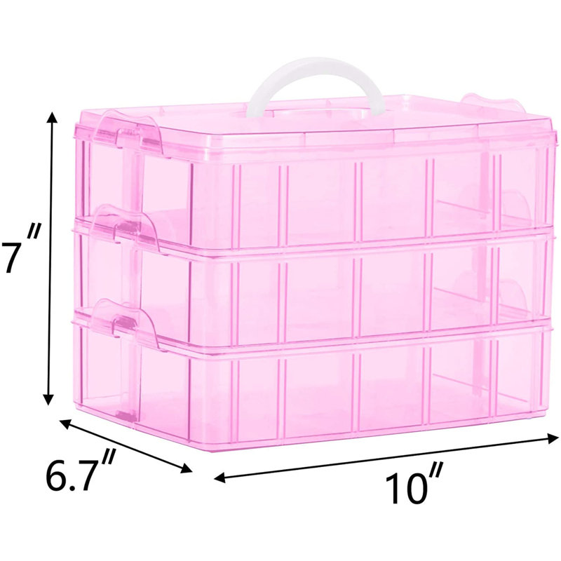 3-Tier Plastic Art Carrying Case, Pink