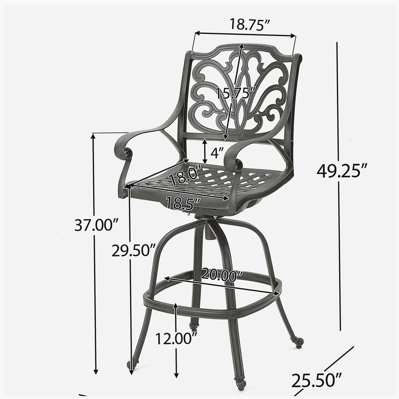 Tabouret pivotant en fonte d'aluminium