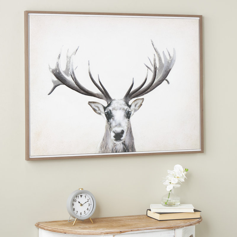 Toile «Gazing Deer Brown», art mural encadré avec cadre en bois
