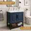 Ensemble de meuble-lavabo 32 po avec lavabo, meuble de rangement autoportant avec lavabo et robinet en céramique encastré, meuble-lavabo moderne pour petite salle de bain, salle d'eau, bleu-420751926-434467118