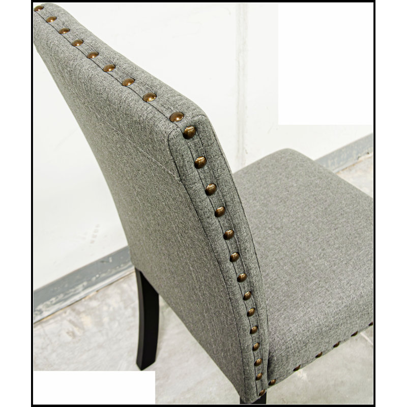 Ensemble de 2 chaises de salle à manger en tissu moderne avec coussins moelleux et garniture cloutée pour une assise confortable