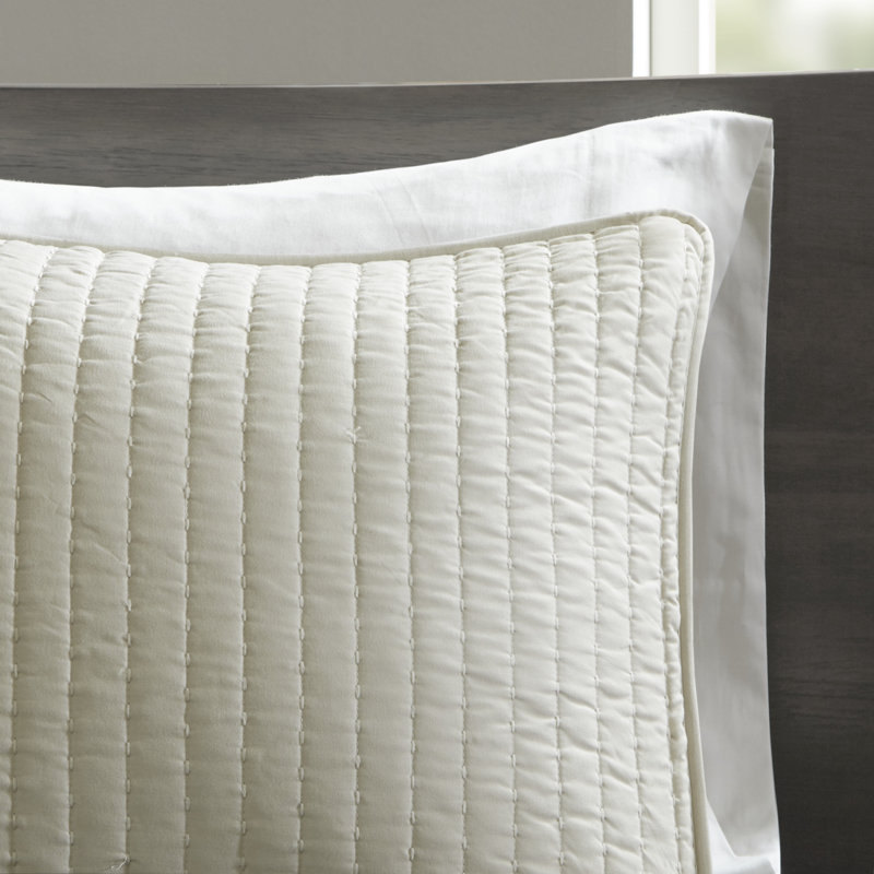 Keaton Barwick Cream Reversible Solid 3-Piece Full/Queen Quilt Set, Full/Queen Coverlet + 2 Standard Shams, Cream