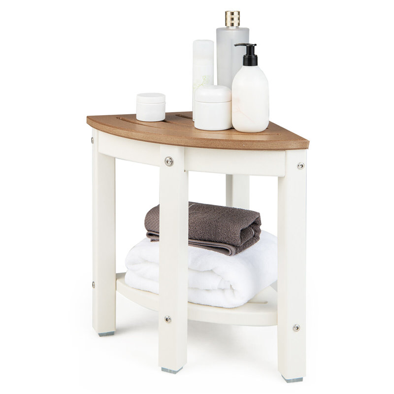 13'' W HDPE Corner Shower Bench, Brown