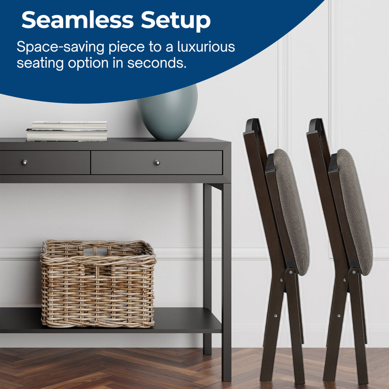 Wood Fabric Upholstered Seat Folding Chair