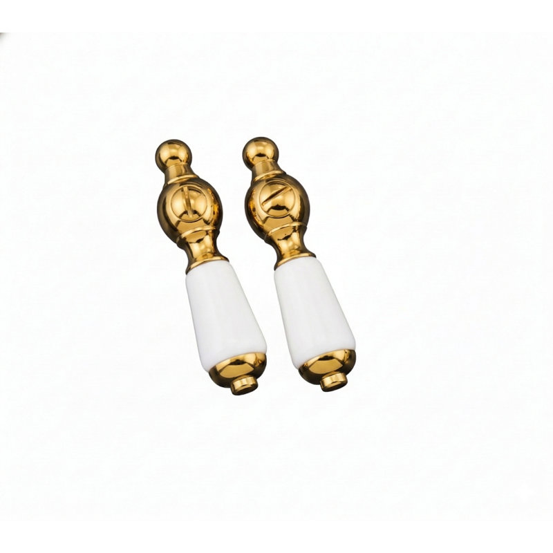 P0552 Paire de poignées longues en porcelaine de 2 po, Laiton ultra enduit