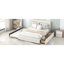 Grand lit tapissier beige avec lit gigogne simple et espace de rangement - 2 tiroirs robustes Classy Choice