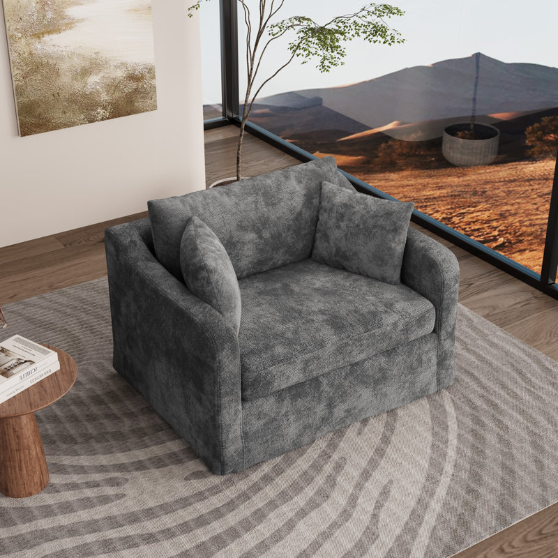 Fauteuil d'appoint rembourré surdimensionné 45,1 po, Gris anthracite