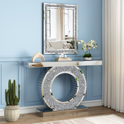 Console de jeu de miroir de table en diamant écrasé Home Glam