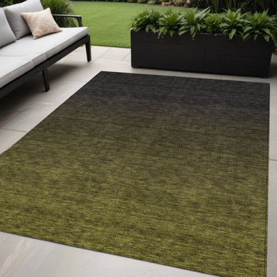 Tapis extérieur lavable abstrait vert olive et gris anthracite 5 pi x 8 pi