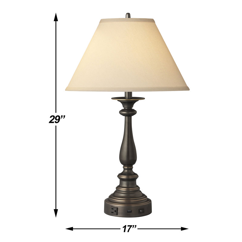 Lampe de table de chevet 29 po bronze simple avec port USB 29 po Madison