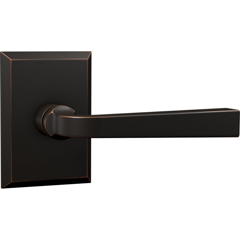 Poignée de porte avec rosette rectangulaire, Bronze huilé