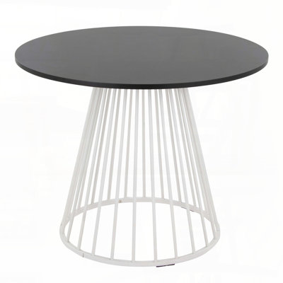 Table de salle à manger contemporaine - Base de cage en métal avec plateau en panneau de fibres à densité moyenne noir