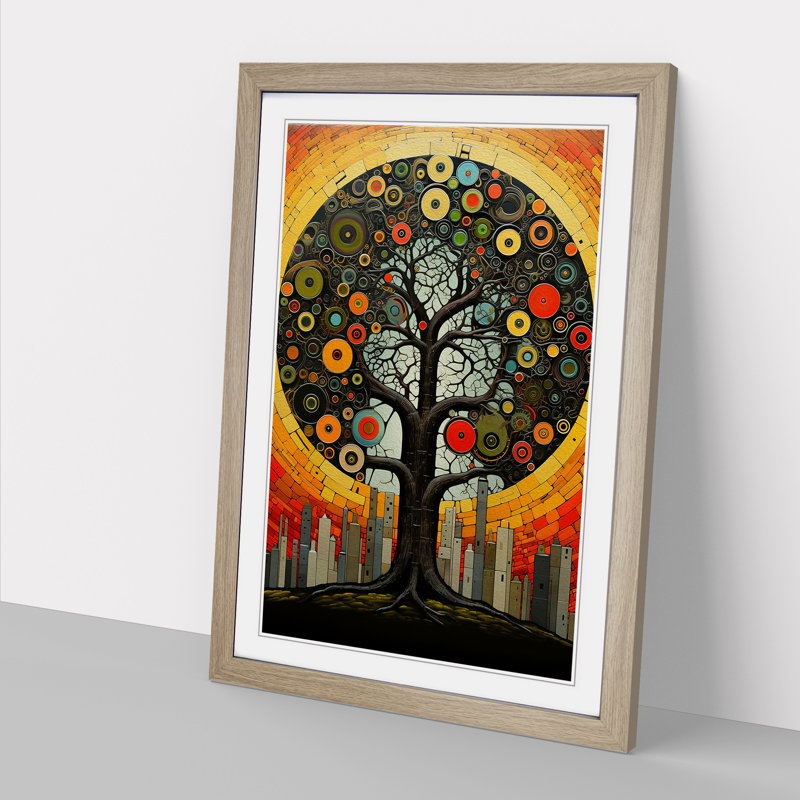 Oak Tree Constructivism No.3 - Single Picture Frame Print on Wood, 46cm H x 34cm W x 2cm D, Oak Framed