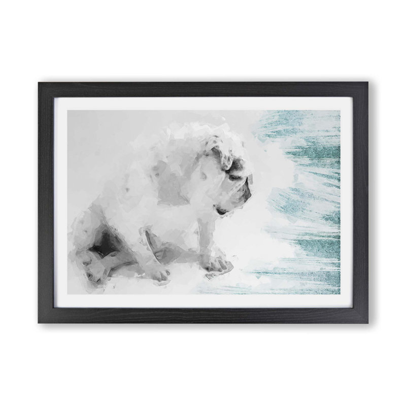 White British Bulldog Profile - Framed Print, Black, 24cm H x 33cm W x 2cm D