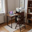 Bureau pliant en bambou, bureau pliable pour petit espace, bureau d'ordinateur avec rangement caché, table pliable Mid-Century pour le bureau personnel et la chambre à coucher (brun noyer)