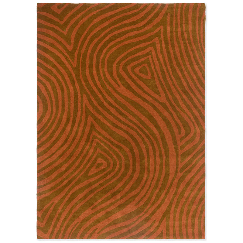 Burnt Orange Hand-Tufted Wool Abstract Rectangular Rug