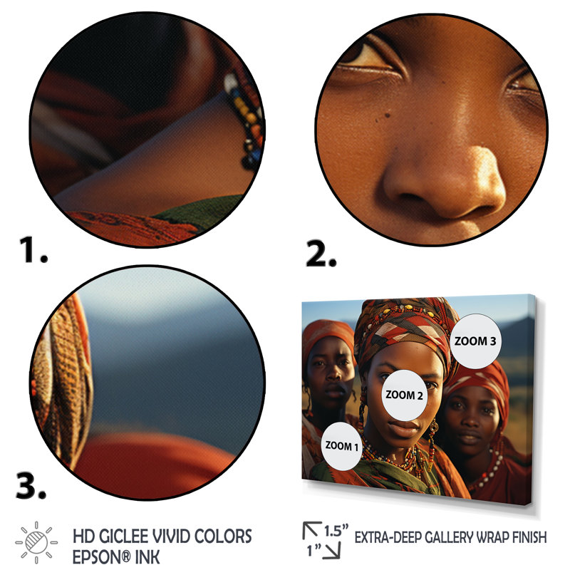 Tribu africaine Cielke, portrait de Xhosa II sur toile, Cadre photo noir, H 24 po x l 32 po x P 1 po