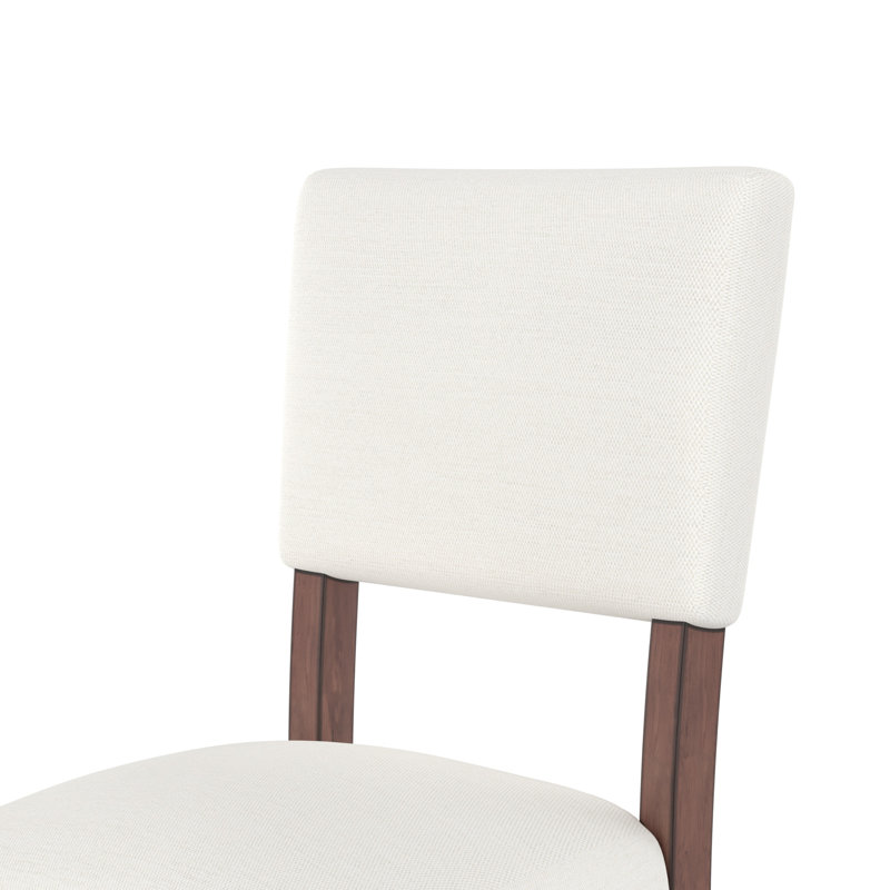 Ensemble de 4 tabourets de bar Mid-Century modernes rembourrés en lin avec des pieds en bois massif pour la cuisine et la salle à manger