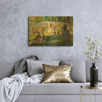 «A Sunday on La Grande Jatte» par Georges Seurat, art mural en métal doré, 16 po x 12 po