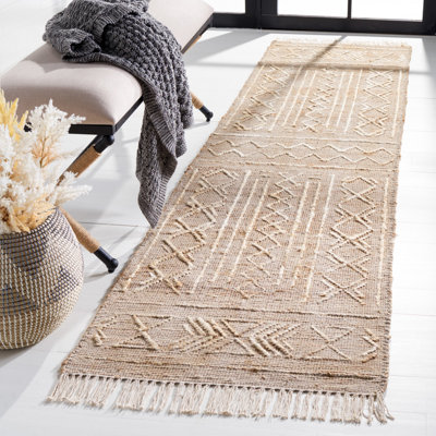 Eurodicus Southwestern Hand-Loomed Jute/Sisal Area Rug in Ivory/White