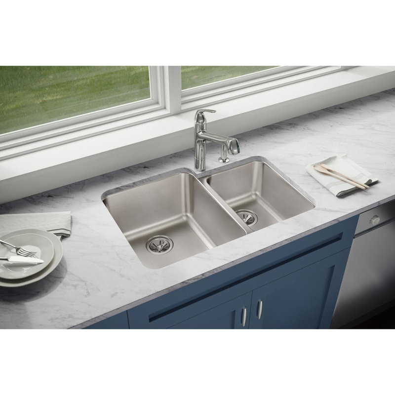 Lustertone 30.75" L x 21" W Double Basin Undermount Kitchen Sink