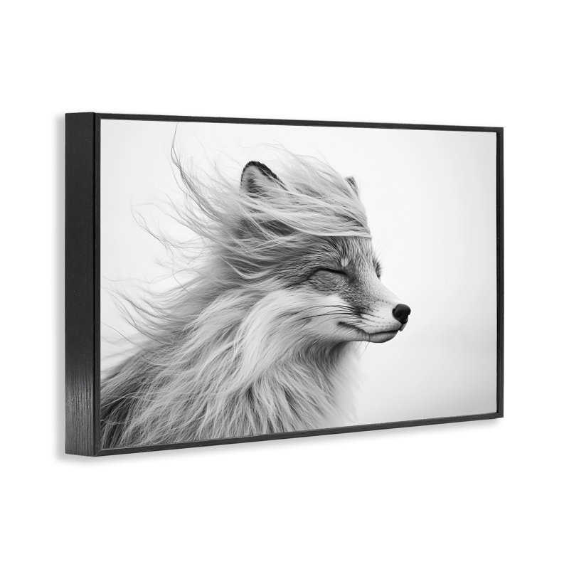 Giclée encadrée de renard Easy Breezy, design par Tina LeCour, H 12 po x l 18 po, Giclée encadrée noir minuit