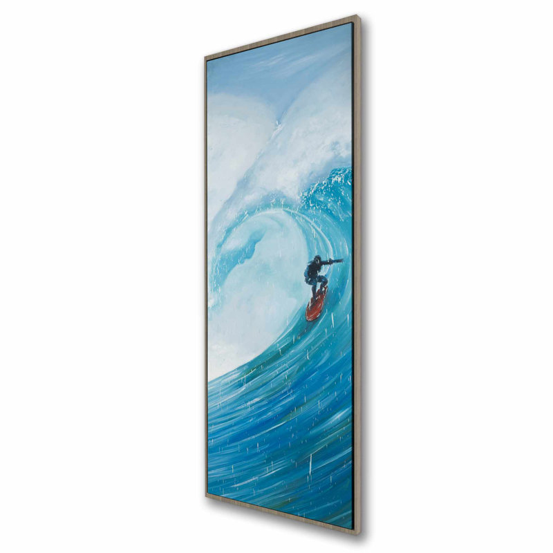 «Surfer on a Big Wave», toile encadrée | Man Man Home Decor, H 49,25 po x l 17,25 po