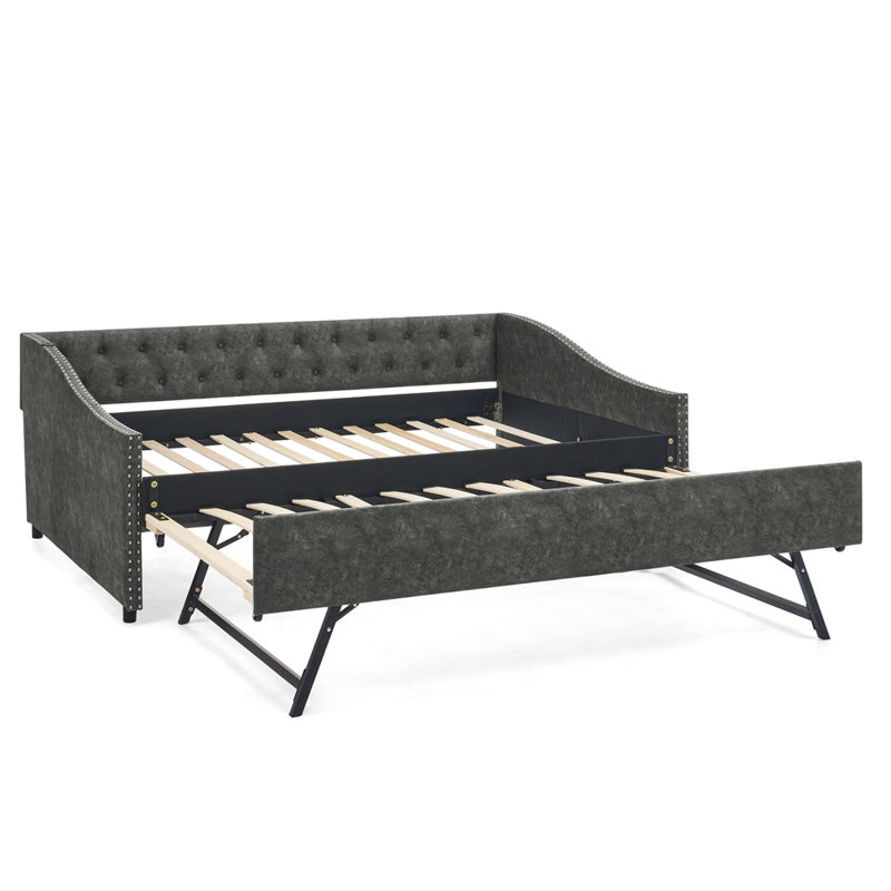 Daybed With USB Charging And Extendable Bed, Perfect For Modern Living And Guest Accommodation, Beige, Full